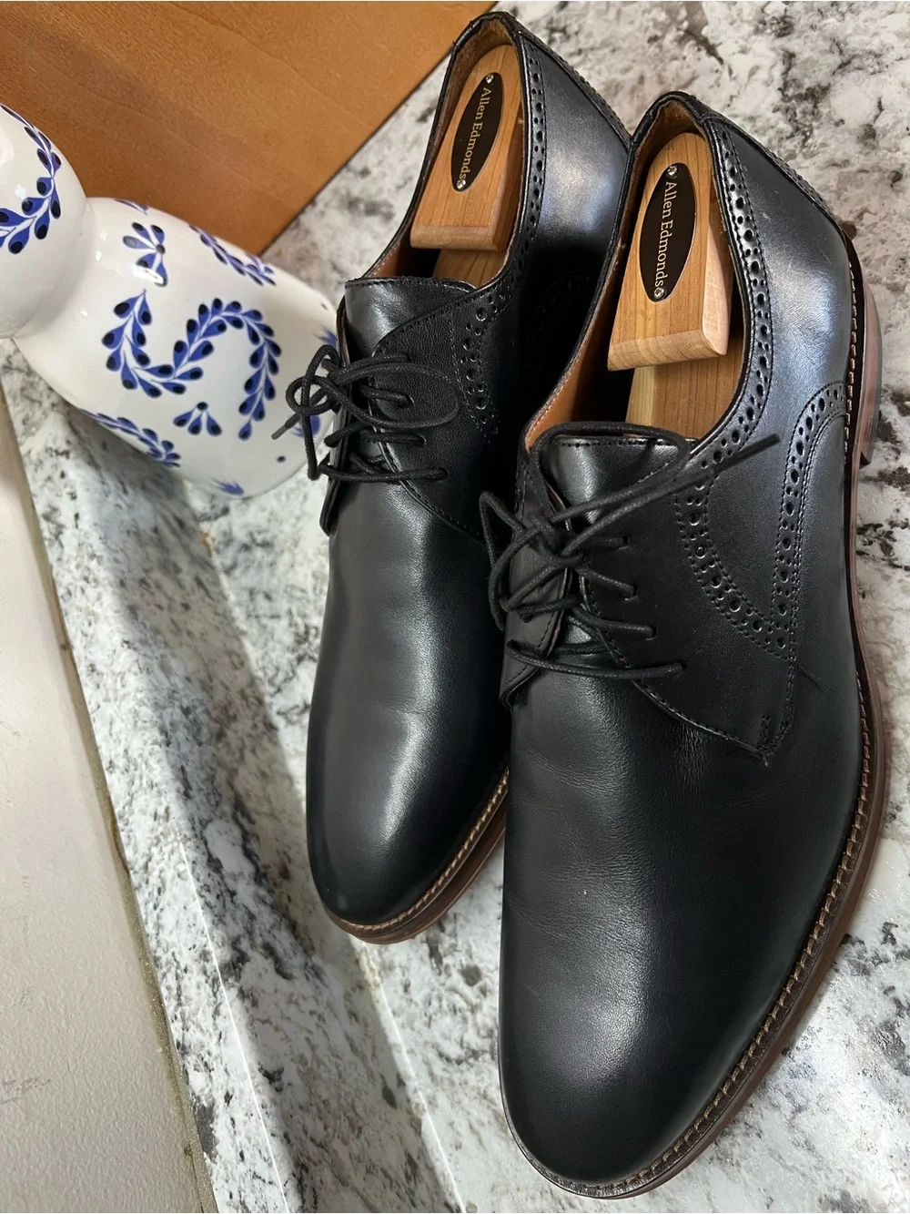 Johnston & Murphy Black Leather Wingtip Derby Shoes US11.5 excellent